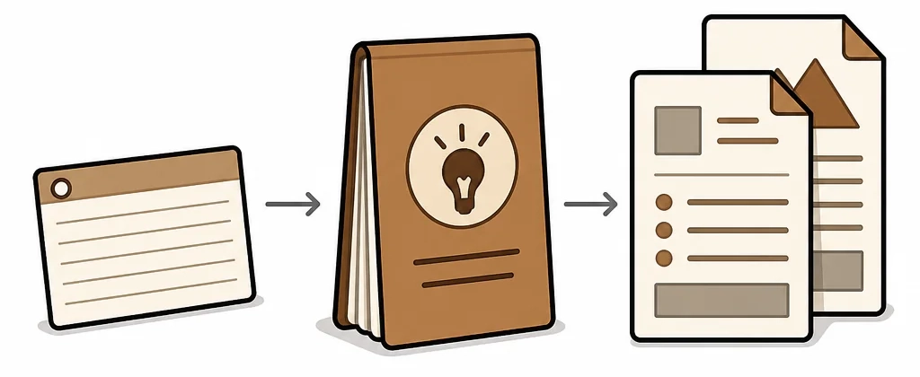 Diagram of progressive skill loading: discovery catalog, activated skill booklet, then on-demand references